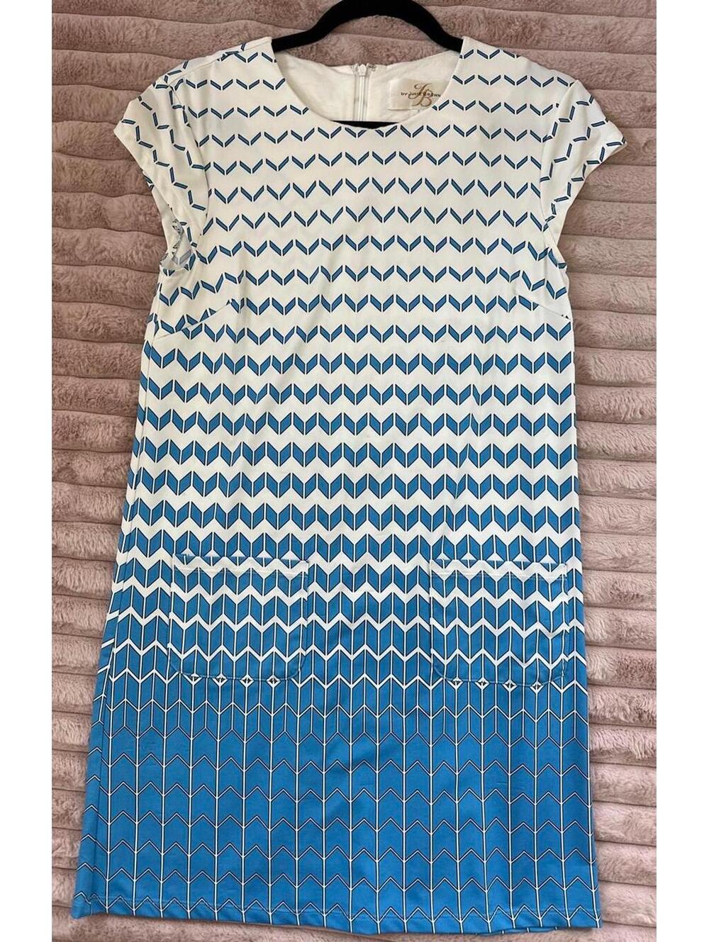 Julie Brown Blue Ombre Geometric Dress with Pockets Size Small